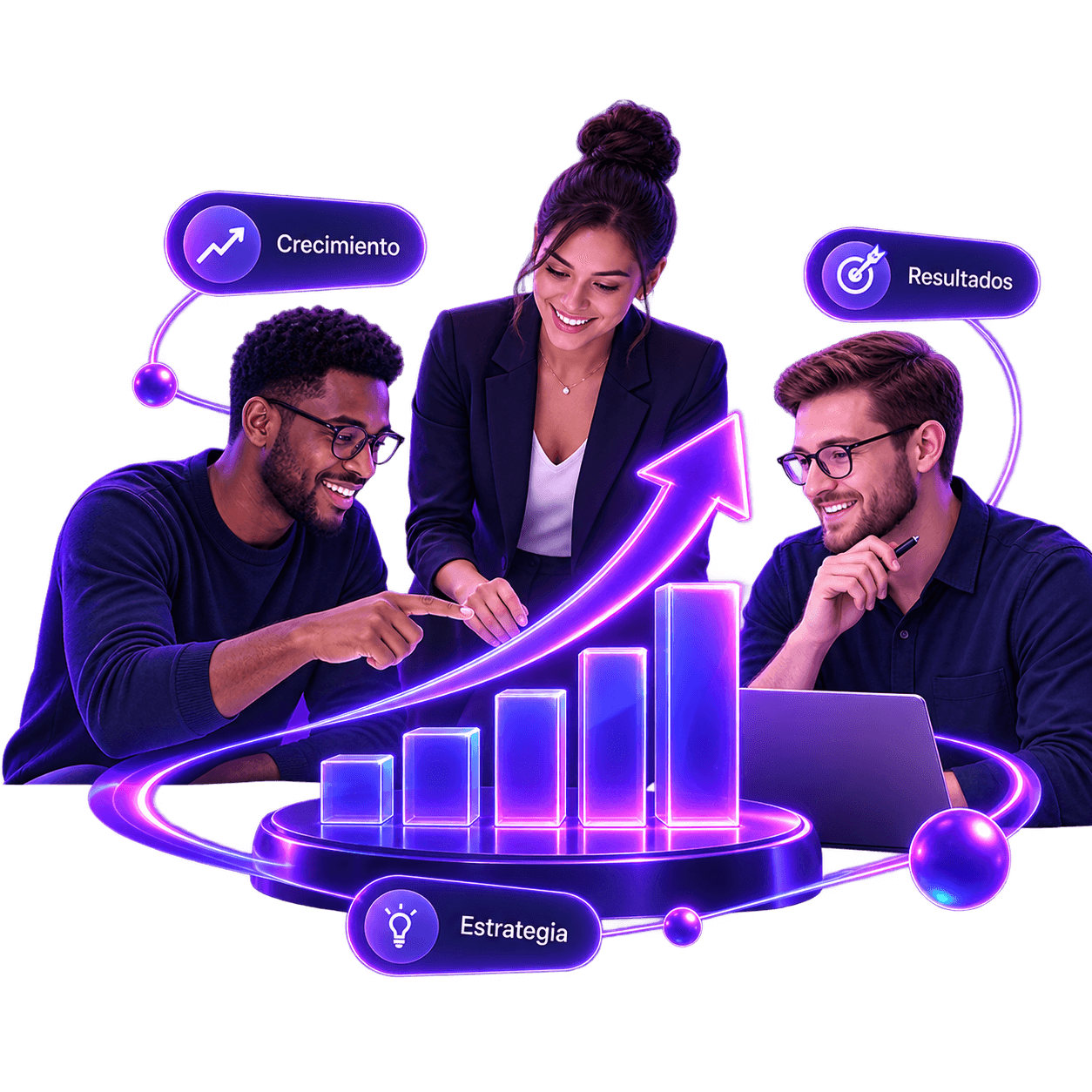 Equipo humano impulsando una curva de crecimiento